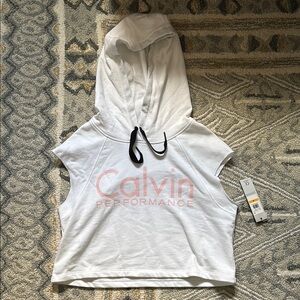 Calvin Klein White Sleeveless Hoodie Top